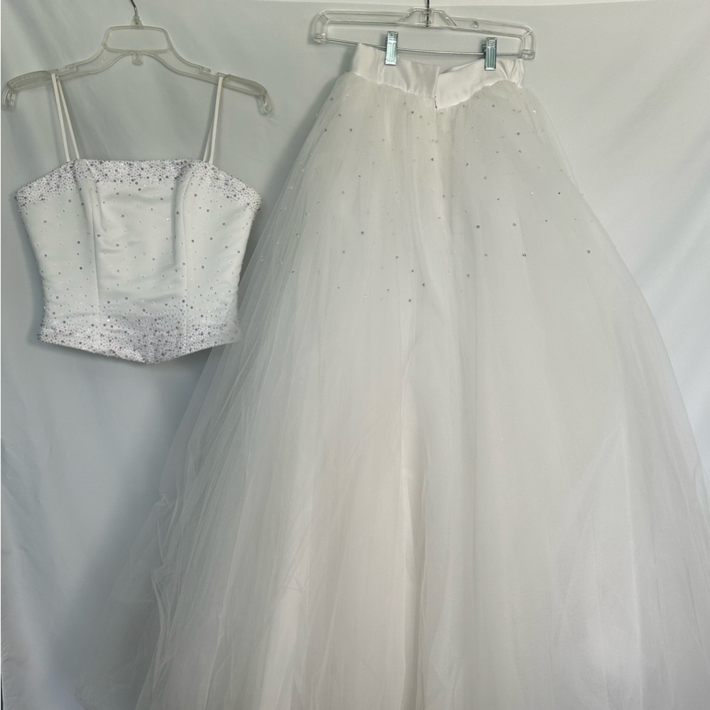 Tiffany Designs White Beaded Two-Piece Ball Gown‎